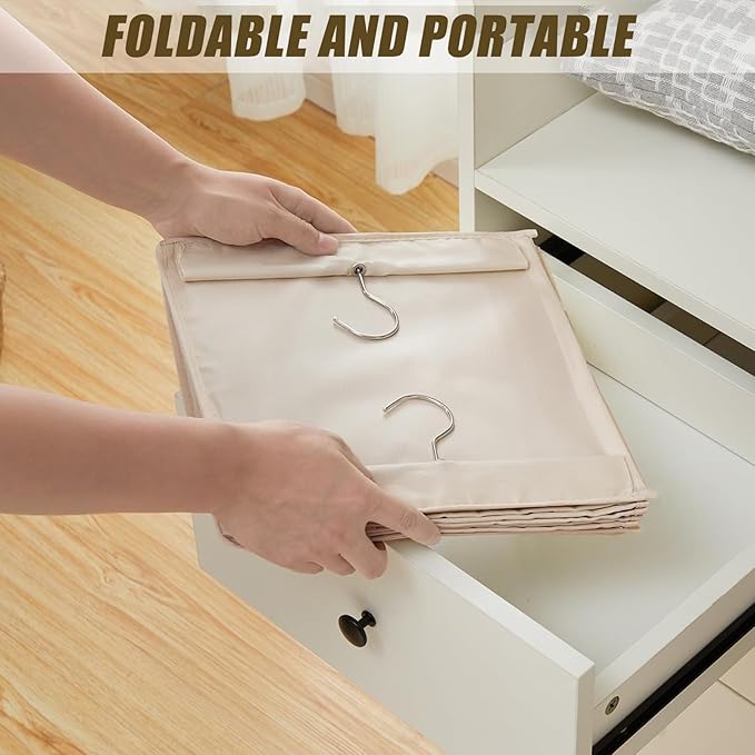 6-Shelf Hanging Closet Storage,Strong Frame Beige Closet Organizer with Side Pockets for Clothes and Accessories, Closet Organizers and Storage Solution, Send Goods from Local Warehouse