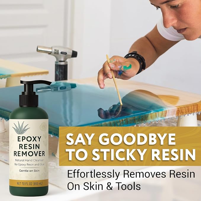 [10oz] Epoxy Resin Cleaner/Remover - Natural Hand Cleaner, Gentle & Moisturizing, For Artists & Resiners, Magically Removes Uncured Resin, Glue, & Paint from Skin, Tools, Molds, Work Surfaces, & More