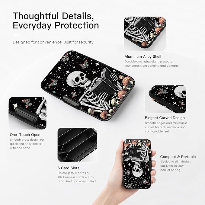 Credit Card Holder RFID Aluminum card case Skeleton mini Wallet Women Men | ABS Business ID Case,Hard Case Large Capacity 6 Slots, Waterproof Durable ，Secure Closure Slim Small Credit Card Protector