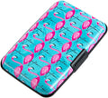 RFID Blocking Small Metal Credit Card Holder Wallet for Women Men Business Aluminum Protector Sleeves Slim Mini Cards Case (Pink Flamingos)