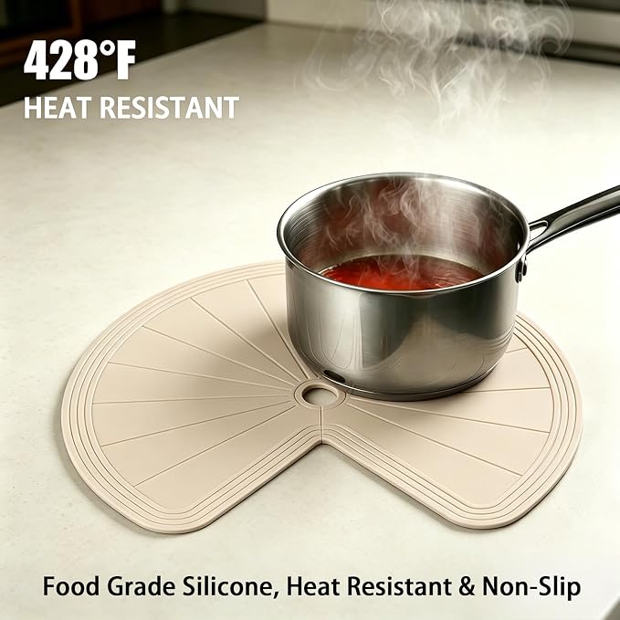 2 PCS Lazy Susan Shelf Liner,Silicone Waterproof Shelf Cabinet Liner,Non Slip Heat Resistant Lazy Susan Liners for Kitchen Cabinet(Khaki,27 Inch)