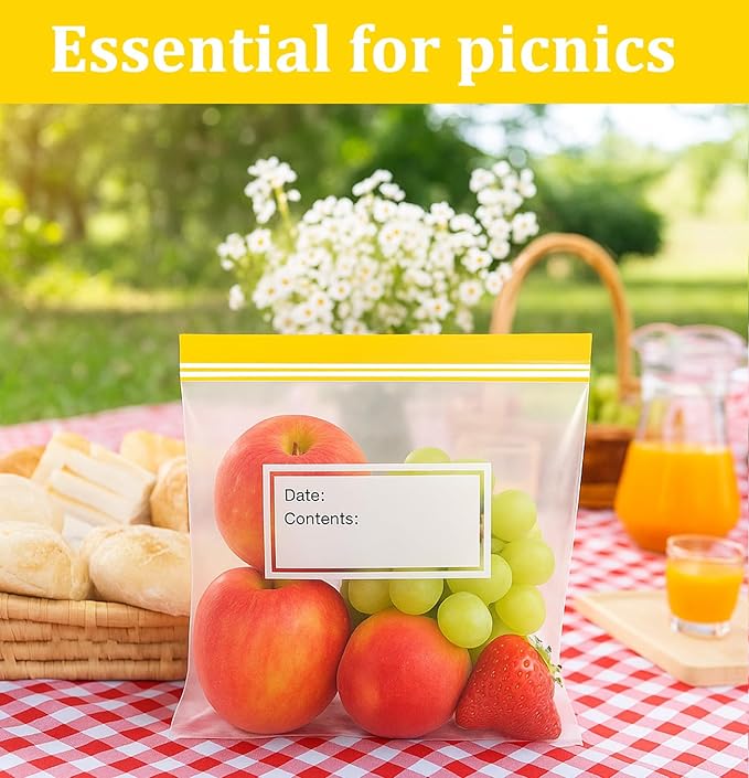 Teivio Gallon Freezer Bags 240 Count (6 Pack of 40), Double Zipper Seal, BPA-Free Plastic Food Storage Bags, Write-On Space, for Home, Kitchen, Travel, Camping, Snacks, Sandwich bags