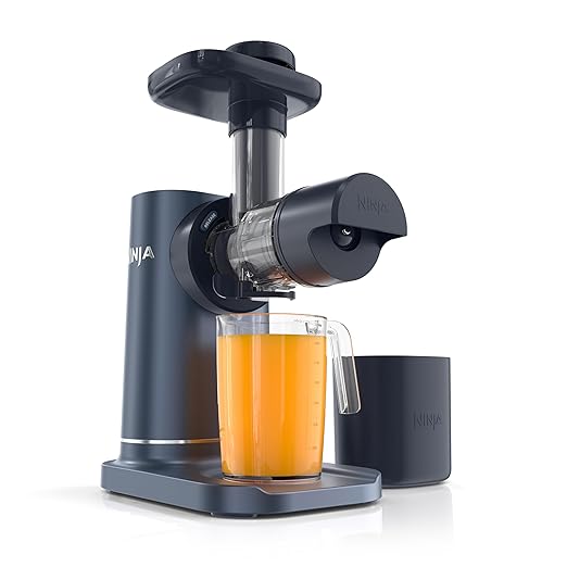 Ninja NeverClog Cold Press Juicer | Powerful Electric Slow Masticating Juicer with Pulp Control | XL Capacity | 24 oz. Juice Jug & 36 oz. Pulp Container | Dishwasher Safe | Navy | 150W | JC151NV