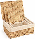 1PC Woven Storage Basket with Lid for Closet Shelf-Khaki Large | Bathroom, Closet & Shelf Storage Basket, Sewing & Towel Basket, Blanket & Toy Storage, Woven Basket with Liner