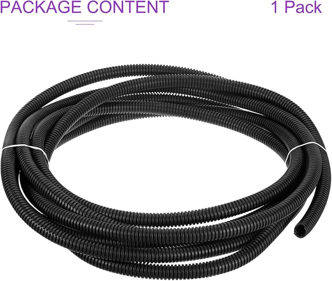 DMiotech 25ft Wire Loom Split Tubing 3/8 Inch, Cord Protectors from Pet Flexible Conduit Cable Management for Office Home Garden, Black