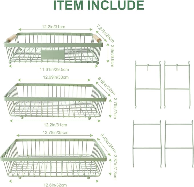 3 Tier Fruit Basket with 2 Banana Hangers, Countertop Fruit Vegetable Stand Produce Holder Organizer for Onion Potato Bread Snack Veggie Green