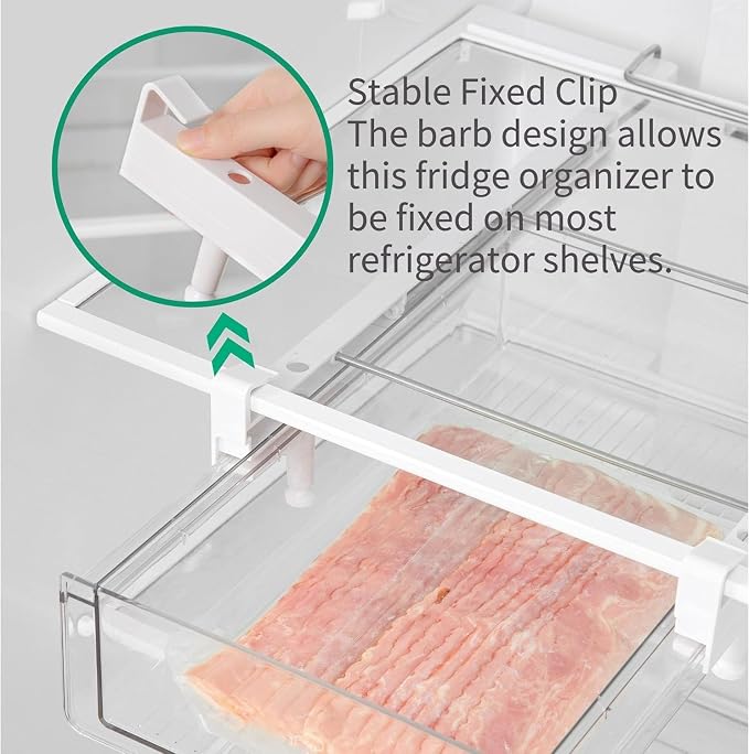 Large Fridge Drawer Organizer 14in-20in Upgradation Refrigerator Undershelf Drawer, Extra-Deep Storage Deli Meat, Cheese, Eggs, Fruit, Vegetable