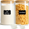 ComSaf Flour Sugar Storage Containers 4 Qt, 2 Pack Glass Flour Container | 26.6cm/10.5in Tall, Gallon Large Glass Storage Canisters, 15cm Extra Wide Mouth, Easy Clean and Scoop, 4.6lb Flour, BPA Free