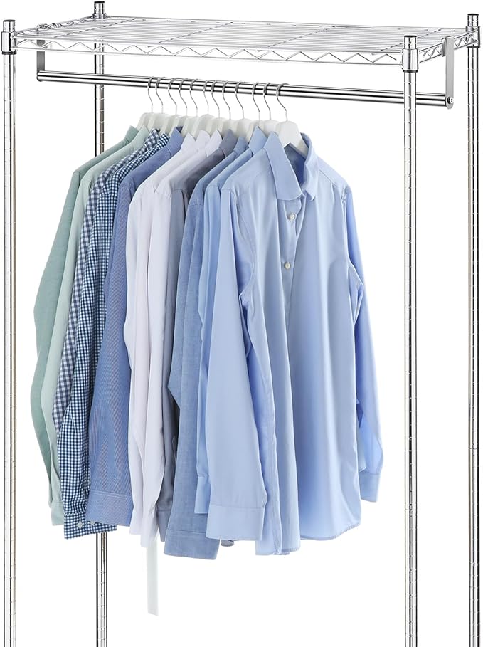Threehoney 2 Pack Wire Shelving Garment Hanger Bar Wire Shelving Accessories Industrial Closet Clothes Rods for Home Retail Store(Silver,36 Inch)