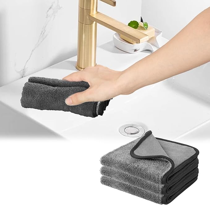 Shiny Wipes Shower Cleaning Cloths, 3pcs Shiny Drying Towel, Super Absorbent Microfiber Bath Towels, Fast Drying Shower Towels, Microfiber Towels for Cars (3pack, 15.74 * 15.74 INCH)