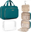 BAGSMART Toiletry Bag Hanging Travel Makeup Organizer with TSA Approved Transparent Cosmetic Bag Makeup Bag for Full Sized Toiletries(Sage Green)