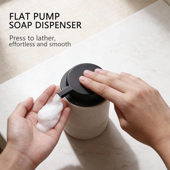 Resin Foaming Soap Dispenser, 11 OZ Bathroom & Kitchen Foam Soap Dispenser, Easy Press Pump, Refillable Hand Soap Dispenser, Modern Decor (Beige)