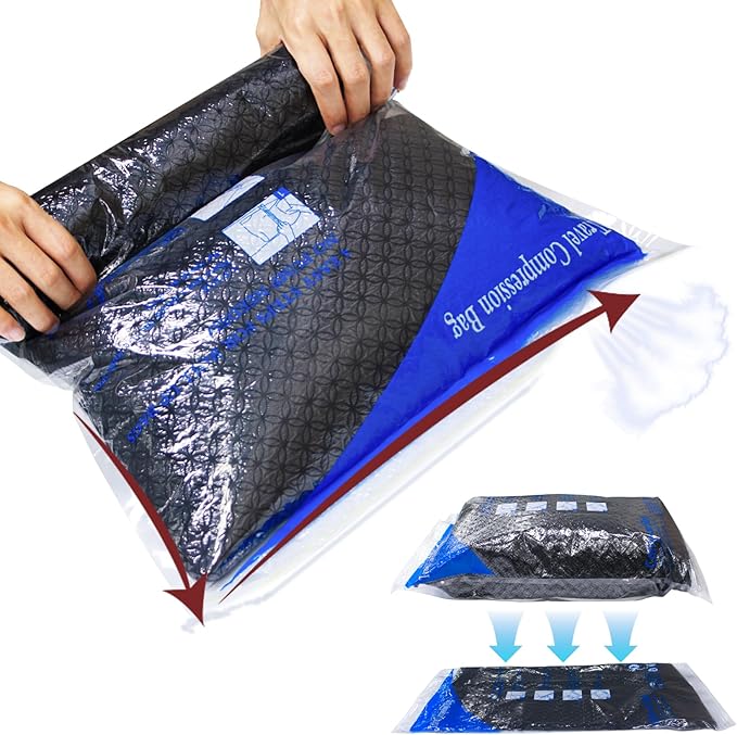 MEIQIHOME Vacuum Storage Bags, Space Saver Sealer Bags for Clothing, Pillows, Comforters, Blankets, Bedding, Travel, 12 Roll Bags, PA+PE Material