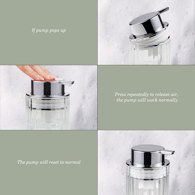 Amolliar Foaming Soap Dispenser, Plastic Pump Clear Glass Soap Dispenser, 8OZ Refillable Hand Soap Dispenser for Bathroom, Kitchen, Bath, Soap Pump Bottle for Liquid or Lotion Dispenser(Silver 1 Pack)