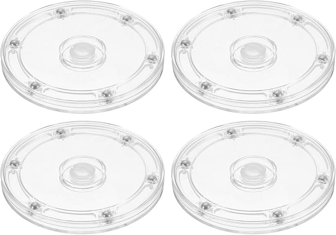 uxcell 4Pcs Acrylic Lazy Susan Turntable, 5 Inch Clear Turntable Organizer Ball Bearing 360 Degree Rotating Tray for Spice Rack Table Cake Kitchen Pantry Decorating Bathrooms