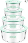 Urban Green Glass Food Container Set with Glass Lid, 4 Pack, Meal Prep Containers with Silicone Framed Airtight Lid, Leakproof, 100% Plastic Free,
