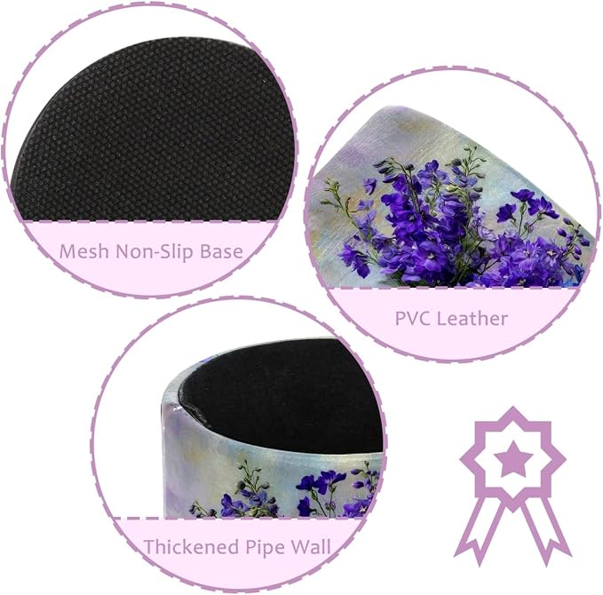 Purple Flower Arrangement Pen Holder Pencil Organizer for Desk, 3.1” x 3.1” x 3.9” Pencil Cup Office Supplies, Large Capacity Cute Pen and Makeup Brush Holder for Home, School, Desktop