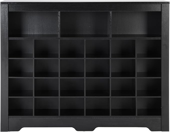 Flieks 24-Cube Organizer Shoe Storage Cabinet, Stylish Design Shoe Cabinet with Multiple Storage Capacity, Free Standing Cabinet with Curved Base for Entryway, Living Room, Hallway, Black
