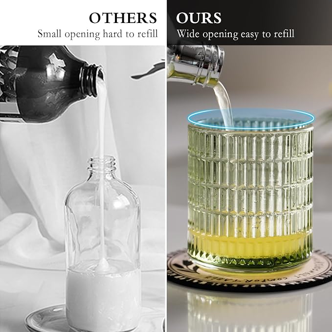 CICUFY Glass Foam Soap Dispenser for Kitchen & Bathroom, Refillable Lotion Dispenser with Large Gold Pump(Striped Pattern-Green)