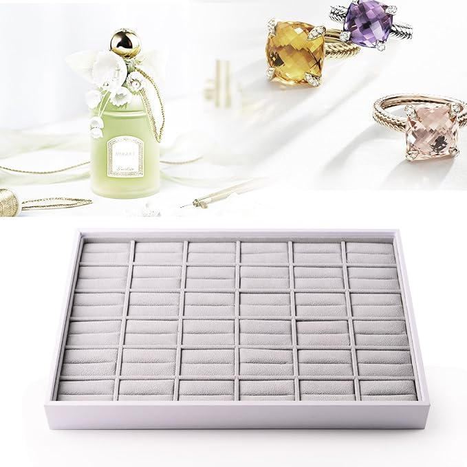 Oirlv Leather Ring Display Tray White | Holds Rings Securely, Elegant Presentation for Large Collections