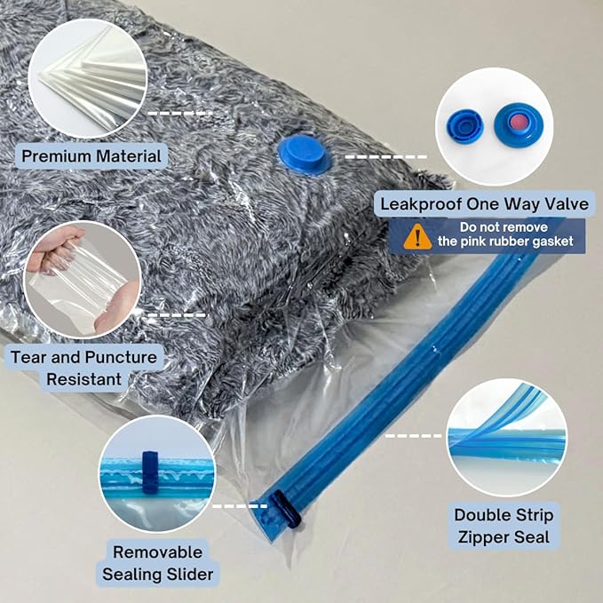 35 Pack Vacuum Storage Bags With Electric Pump, Compression Space Saver for Comforter, Bedding, Blanket Storage, Vacuum Seal Bags for Clothing, Luggage and Closet Organizer