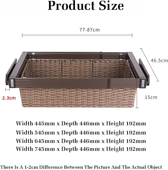 Pull Out Cabinet Storage Basket,Wardrobe Storage Organiser,Easy Pull Out Drawer Dividers for Closet,Stackable Detachable,for Kitchen Office Wardrobes Cupboard Storage(Black,645mm x 446mm x 192mm)