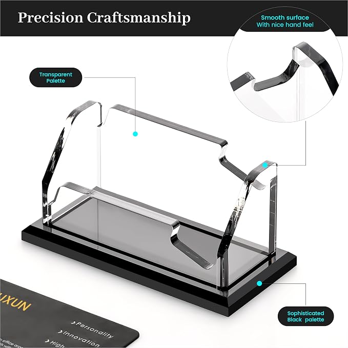 YUXUN Black Business Card Holder for Desk-1 Slot, Acrylic Business Card Holder for Women Men,50+ Business Cards Display Stand for Exhibition, Home, Office