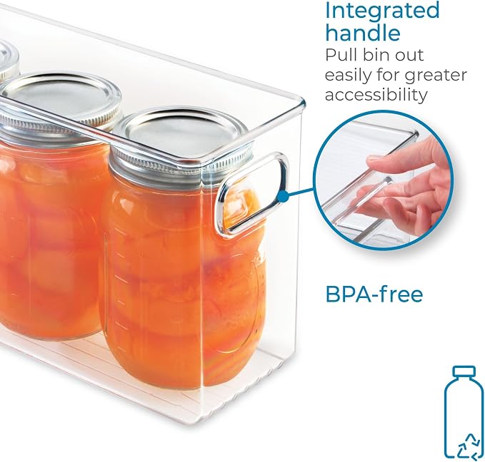 iDesign Slim Clear Plastic Storage Bin, Tall Narrow, 2-Pack | Organizer for Kitchen, Fridge, Pantry