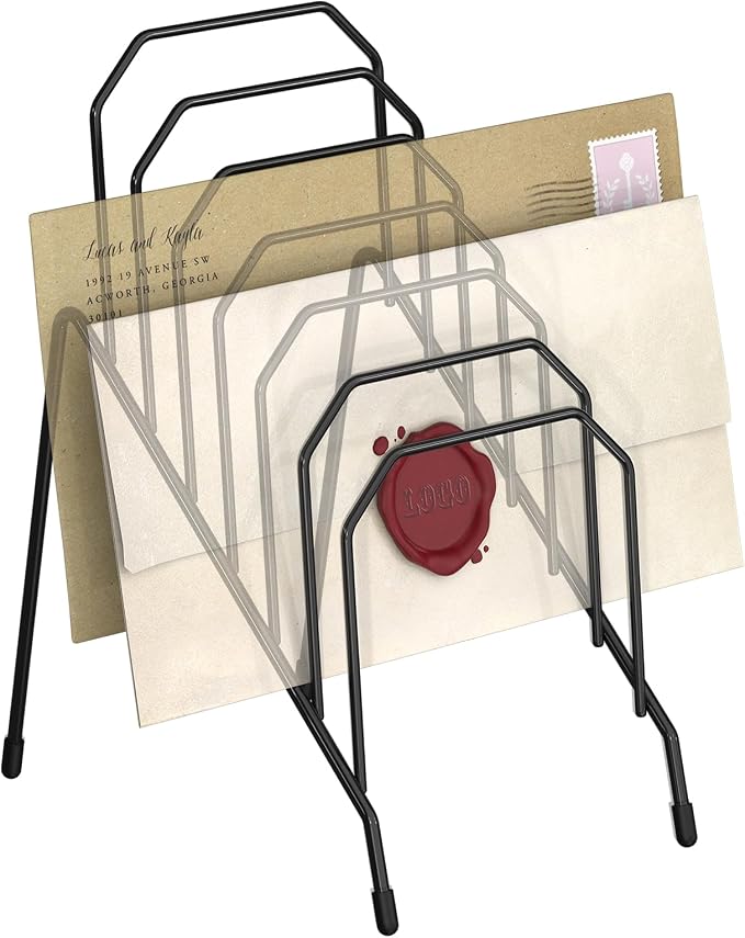 Gawerk Incline Desk Mail Organizer Letter Holder Rack with 6-Section