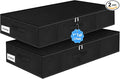 6.7-Inch Tall Under Bed Storage Bin with Zipper, Underbed Storage Container w/Rigid Sides & Bottom, Large Clothes Organizer Box for Bedroom, Dorm, Couch, Dressers, 30x15x6.7 Inches, Black
