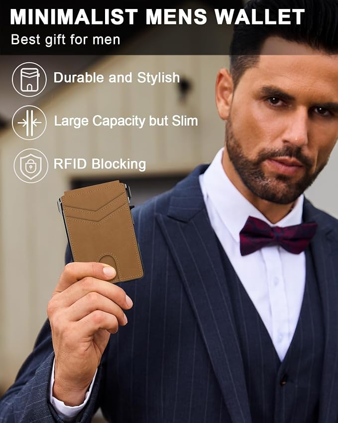 Wallet for Mens Minimalist Wallet 9-13 Cards RFID Blocking Slim Wallet | Money Clip & ID Window, Compact Smart Pop Up Card Wallet, Metal Aluminum Credit Card Holder Wallet, Birthady Gifts for Men