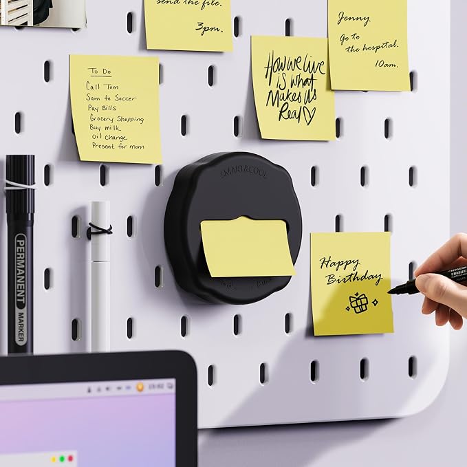SMART&COOL Magnetic Pop-Up Note Dispenser for 3 x 3 in Pop-Up/Accordion-Style Sticky Notes, 1Pack, Black (Notes Not Included)