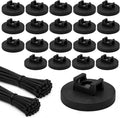 20 Pcs 43 mm Magnetic Zip Tie Mounts with 200 Black Zip Ties, 25 lb Vertical Pull Force Extra Large Magnetic Cable Clips, Wide Magnet Wire Holder Bases for Cable Management on Steel Surfaces