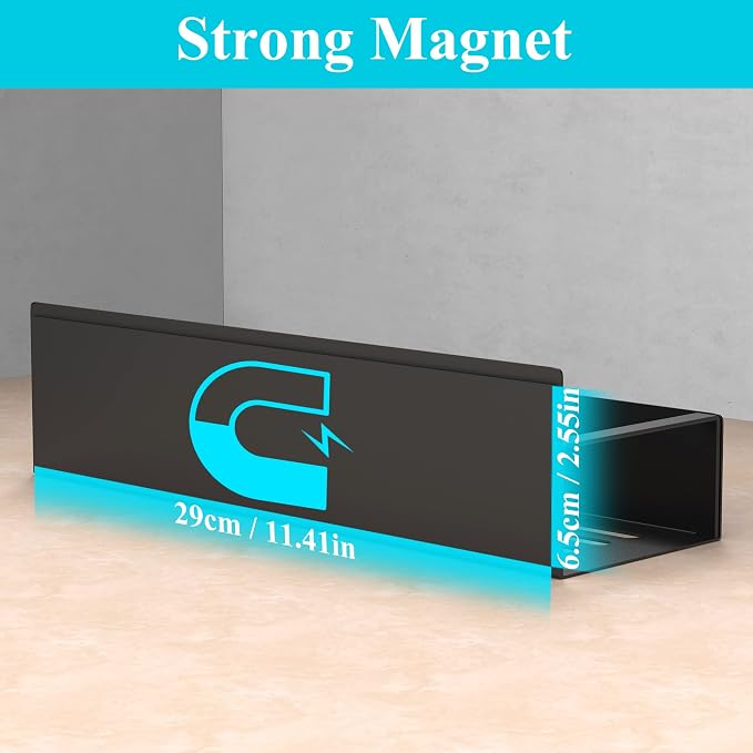 HuggieGems Metal 4 Pack Magnetic Spice Storage Rack Organizer for Refrigerator and Oven, Black Fridge Organizers and Storage, Metal
