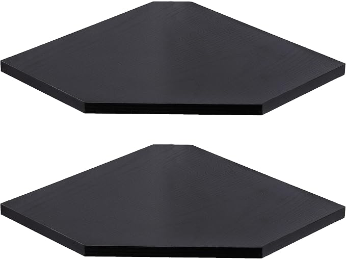 Fun Memories Corner Shelf Wall Mount, Floating Corner Shelves, Set of 2 Corner Wall Shelf Organizer, Rustic Wood Wall Storage Display Shelves for Living Room Bedroom Bathroom Kitchen, Classic Black