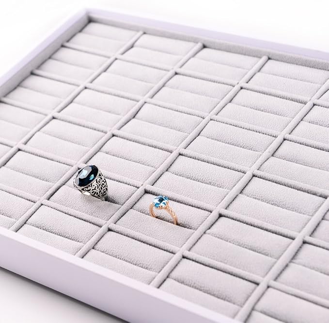 Oirlv Leather Ring Display Tray White | Holds Rings Securely, Elegant Presentation for Large Collections