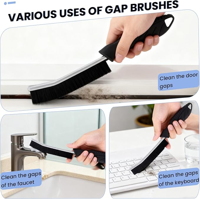 6pcs Crevice Cleaning Brush Multifunctional Hard Bristle Grout Cleaner Brush Crevice Cleaning Tools Bathroom Cleaning Brush with Clip,Kitchen Brush for Household, Kitchen, Window, Sink, Toilet, Grout