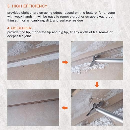 Grout Removal Tool, Caulking Removal Tool, Grout Cleaner, Scraper, Scrubber Brush, Tile Joint Cleaning Brush, Remove Grout or Cleaning for Tile Joints and Seams or Corner