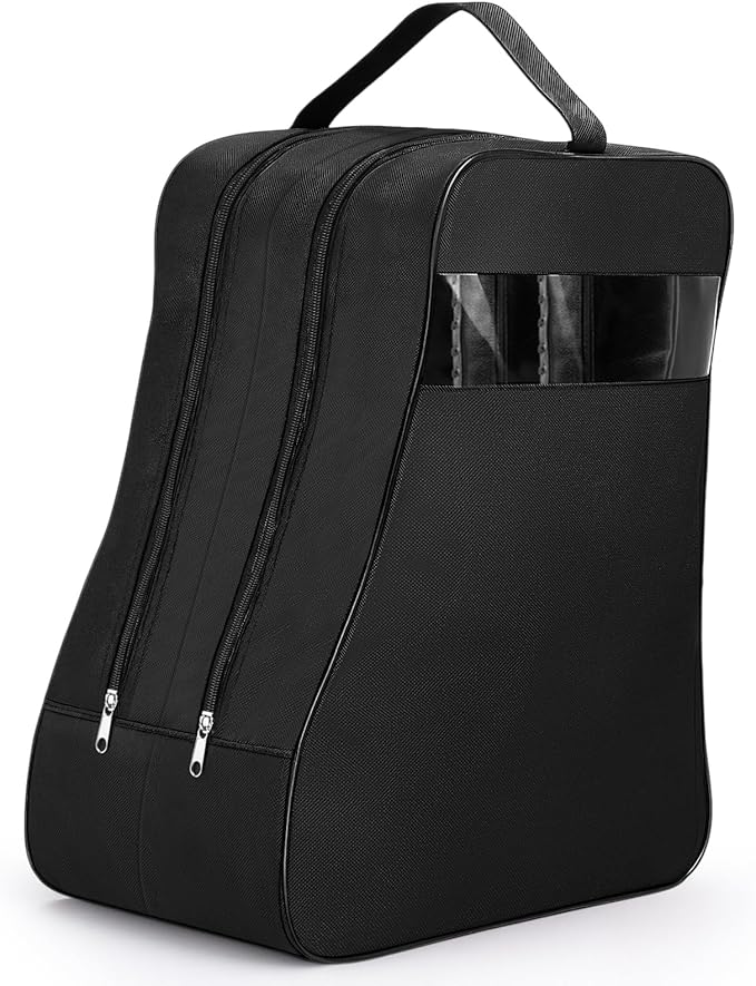 Aliceset 1 Pcs Black Boot Bags for Cowboy Two Separate Compartments Boots Portable Storage Bag for Travel Long Tube Shoes Bags Men Tall Shoe with Handle for Home Travel