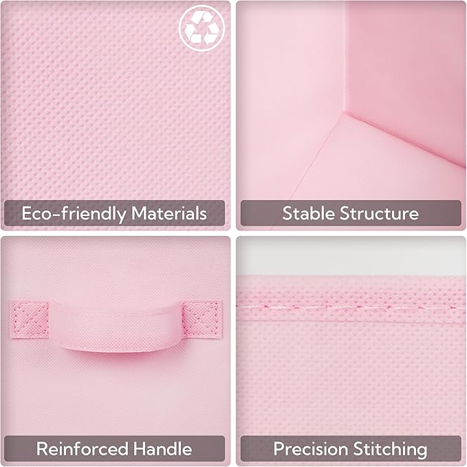 GRANNY SAYS Cube Storage Bins, 11 Inch Storage Cube Organizer, Collapsible Fabric Storage Cubes with Handle, Decorative Cube Storage Organizer for Shelves, Closet, Pink, 8-Pack