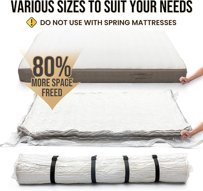 TAILI Mattress Vacuum Bag, Twin/Twin-XL Mattress Vacuum Storage Bag with 4 Straps, Sealable Bag for Memory Foam, Latex, Easy Moving, Transport and Storage