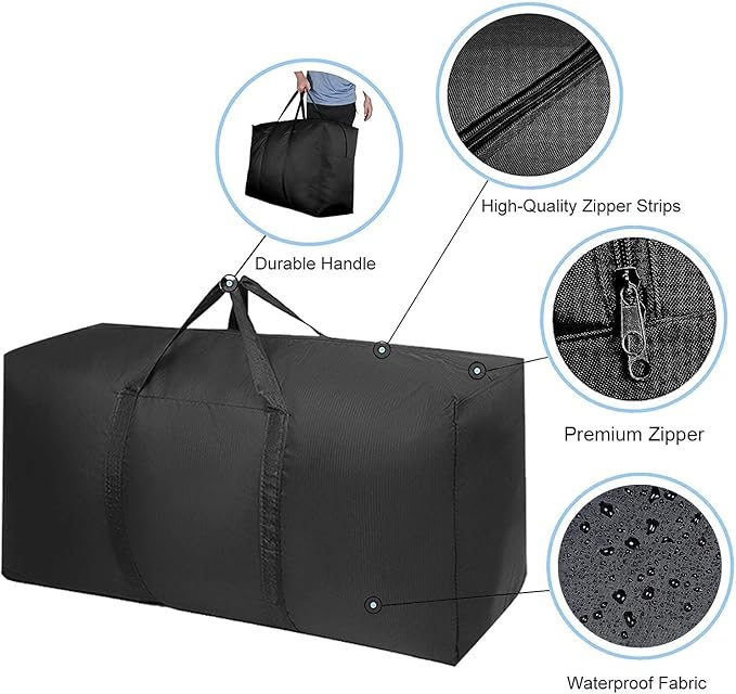 Extra Large Storage Bag for Moving Travel Bag Waterproof Large Moving Bag with Double Zippers and Reinforced Handles Large Capacity Duffle Bag for Moving Traveling Home Storage Packing, 160l,