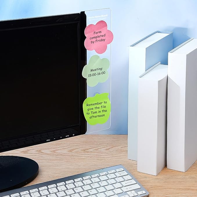 Zonon 8 Pieces Monitor Memo Board, Memo Boards for Computers Transparent Acrylic Monitor Side Panel Office Desk Accessories Desktop Computer Sticky Note Holder for Office Home Work Desk