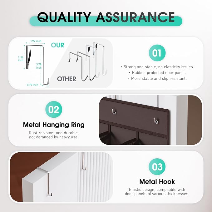 WVM Over the Door Shoe Organizer with 35 Breathable Mesh Pockets, Hanging Shoe Organizer for Door with 4 Metal Hooks, Large Capacity Closet Storage for Shoes, Accessories