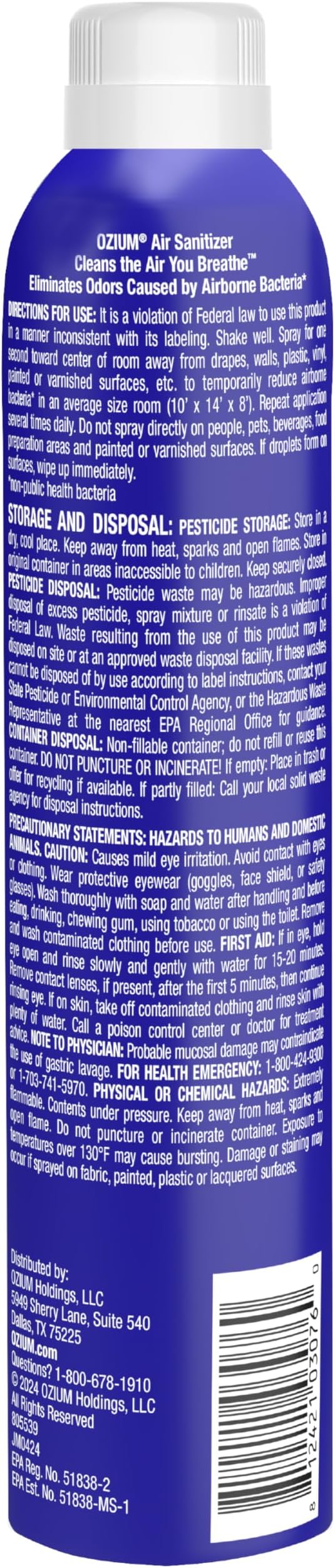 Ozium 8 Oz. Air Sanitizer & Odor Eliminator for Homes, Cars, Offices and More, Original Scent, Pack of 1