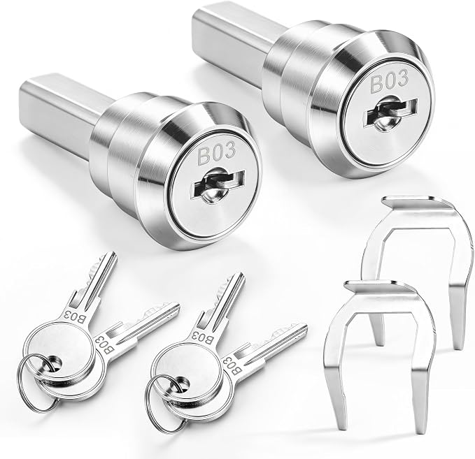 Stainless Steel Tool Box Lock with Keys, 180° Rotation Unlocking Toolbox Iron Cabinet Insert Linkage Drawer Lock Set (2 Pack)