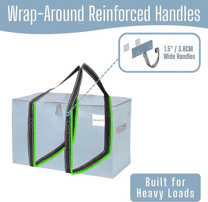 VENO 10 Pack Heavy Duty Moving Bags, Extra Large Storage Bags with Reinforced Handles & Strong Zippers, Foldable & Reusable Moving Box Alternative for Clothes & Dorm Storage
