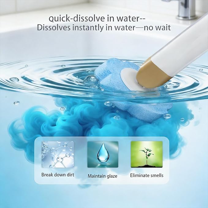 72 Count Toilet Bowl Wand Refills | Compatible KIRIKIT wand (B0DZHDFSK3,B0GY1JXDBG),Built-in cleaner, click-discard, stick-on, no-wash sinks/tiles
