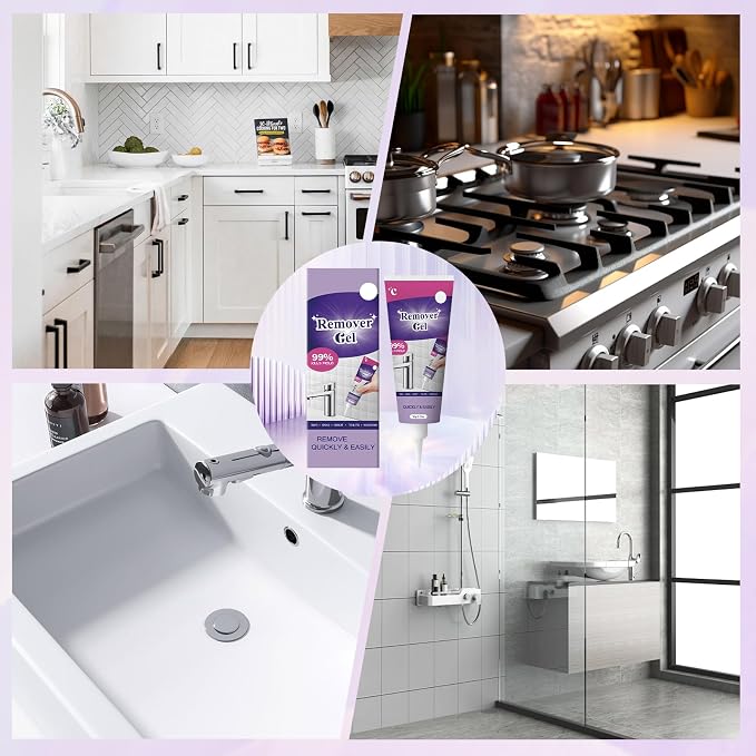 2Pcs Cleaning Remover Gel,Powerful Household Cleaning Gel,Multi-Surface Remover Gel for Bathroom Shower Kitchen Tile Grout, Sinks Countertops,Safe Formula That Does Not Damage Surface,180g