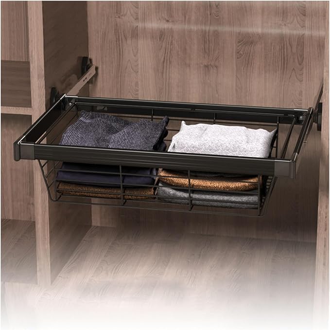 Pull Out Drawer Organizer Containers,Stackable Shelf Baskets Organizer,Aluminum Alloy Stackable Storage Bins,for Office Bathroom Bedroom(18.26-20.23in)
